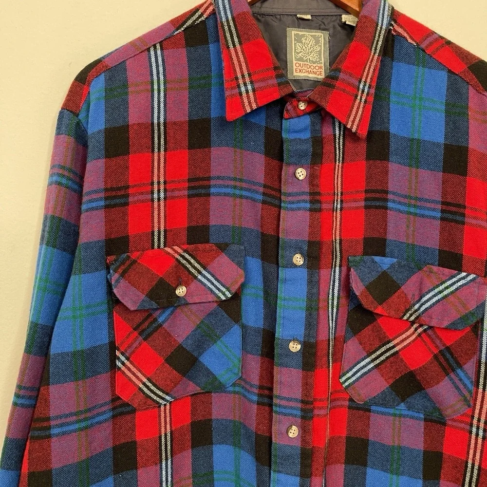 Vintage Outdoor Exchange Mens Plaid Flannel Shirt Size XL Country Ranch Outdoors